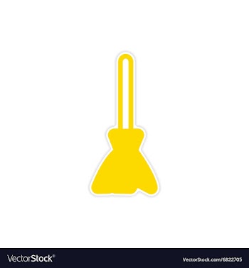 Bright stylish sticker broom on a white background vector image