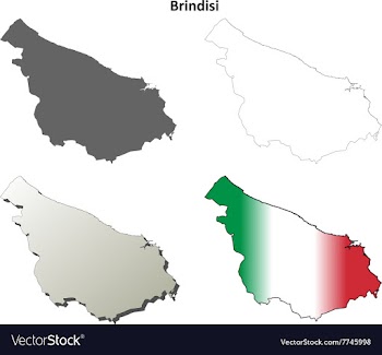 Brindisi blank detailed outline map set vector image