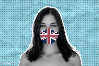 Brit woman wearing a face mask to prevent coronavirus infection on a b.. | Free  illustration - 2336415