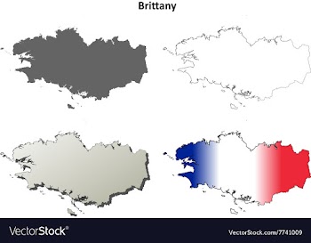 Brittany blank detailed outline map set vector image
