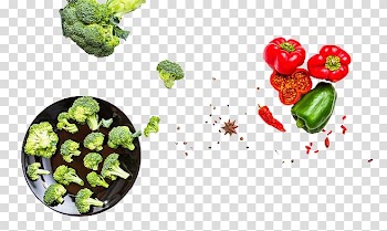 Broccoli and bell pepper, Bell pepper u0100sh Vegetable Paprika Broccoli, Floating vegetables transparent background PNG clipart
