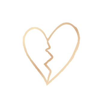 Broken heart psd gold icon, hand drawn style | Free stock illustration | High Resolution graphic