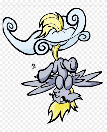Bronycurious, Cloud, Derpy Hooves, Hanging, Pegasus, - Cartoon