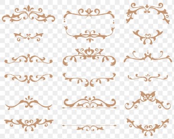 Bronze classy scroll ornaments png sticker set
