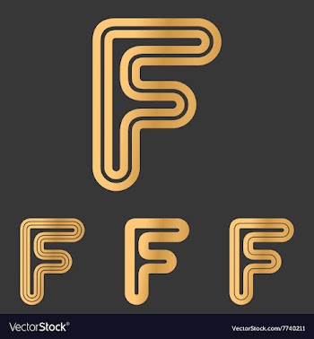 Bronze line f logo design set vector image