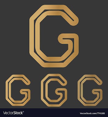 Bronze line letter g logo design set vector image