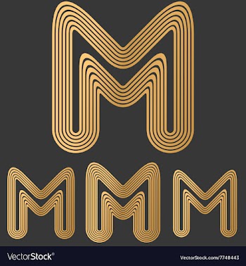 Bronze line m logo design set vector image