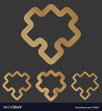 Bronze line puzzle logo design set vector image