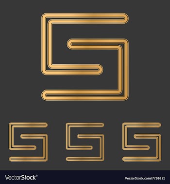 Bronze line science logo design set vector image