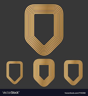Bronze line shield logo design set vector image