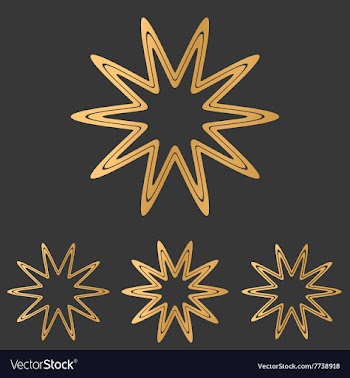 Bronze line star logo design set vector image