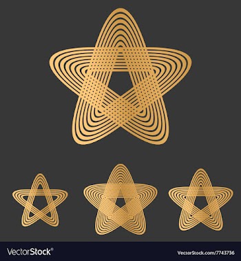 Bronze line star logo design set vector image