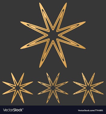 Bronze line star logo design set vector image