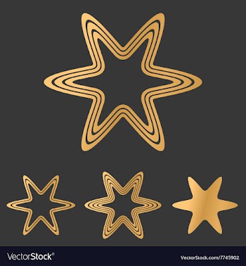 Bronze line star logo design set vector image