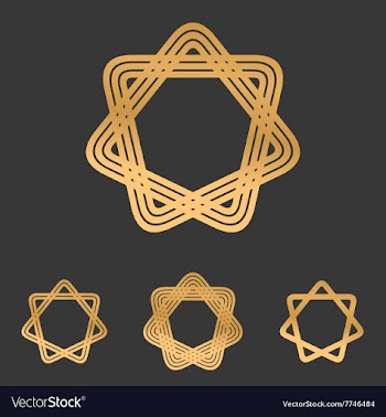 Bronze line star logo design set vector image