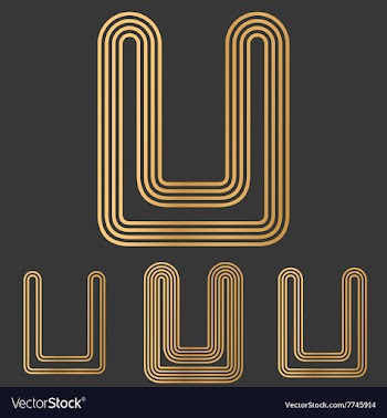 Bronze line u logo design set vector image