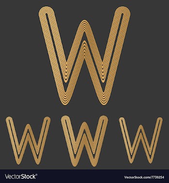 Bronze line w logo design set vector image