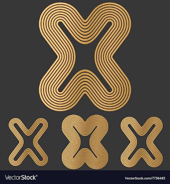 Bronze line x logo design set vector image