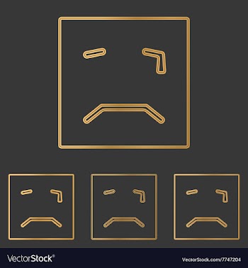 Bronze squared crying face logo set vector image