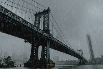 Brooklyn bridge on a rainy day | Free stock photo | High Resolution image