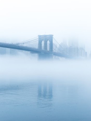 Brooklyn bridge surrounded by fog