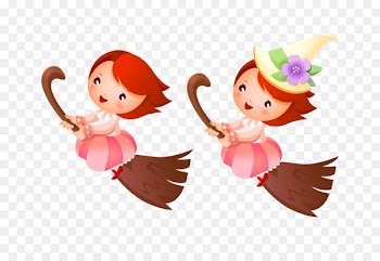 Broom Cartoon witch animation Image - bambina button 