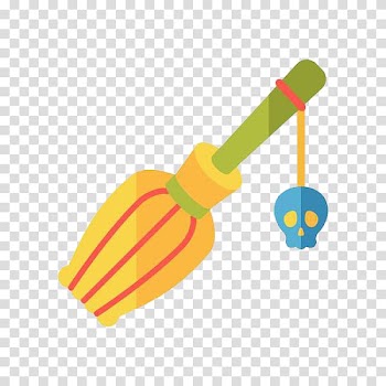 Broom Magic , Cartoon magic broom and skull transparent background PNG clipart