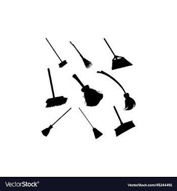 broom set icon silhouette creative design