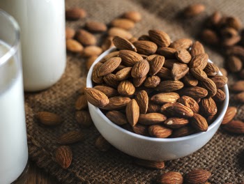 Brown Almonds in Bowl
