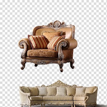 Brown-and-beige floral sofa chair and corner sofa, Light fixture Wall Furniture Lighting, sofa transparent background PNG clipart