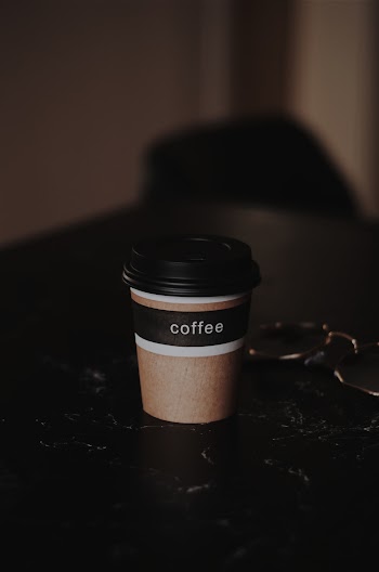 Brown and Black Coffee Disposable Cup With Lid