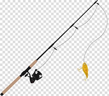 Brown and black fishing rod , Fishing rod Fishing line , Fish hook transparent background PNG clipart