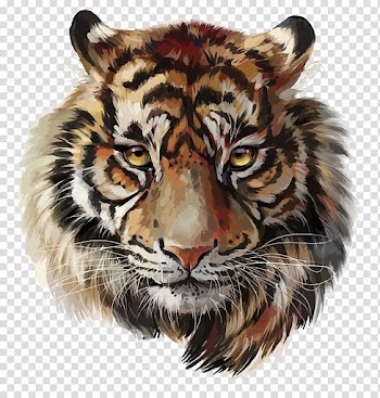 Brown and black lion painting, Tiger Watercolor painting Drawing, tiger transparent background PNG clipart