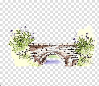Brown and blue bridge drawing, Watercolor painting Pats Rubber Stamps and Scrapbook Supplies Bridge Drawing , Drawing bridge transparent background PNG clipart