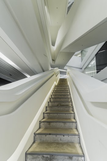 Brown and Gray Stairs With White Rails