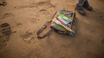 Brown and Green Fabric Bag