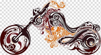 Brown and orange touring motorcycle, Motorcycle Abstract art Tattoo, motorcycle transparent background PNG clipart