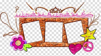 Brown and pink floral collage frame illustration transparent background PNG clipart