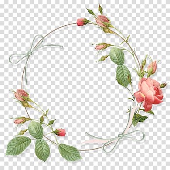 Brown and red floral border frame, Garden roses Flower Circle , mint flowers transparent background PNG clipart