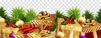 Brown and red gift box lot, Christmas decoration Christmas ornament , Christmas Decoration with Gifts transparent background PNG clipart