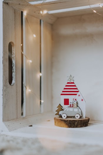 Brown and Red House Figurine