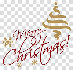 Brown and red merry Christmas illustration, Merry Christmas Gold Red Text transparent background PNG clipart