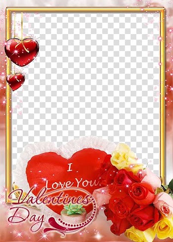 Brown and red valentines day floral frame illustration, Rose Love Valentines Day Flower , Love Frame File transparent background PNG clipart