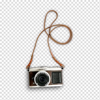 Brown and silver camera with strap, Camera Icon, Vintage Camera transparent background PNG clipart