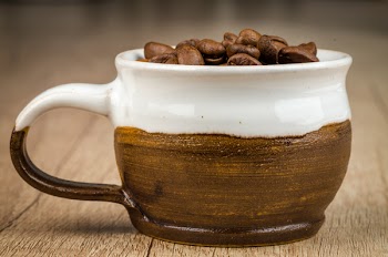 Brown and White Cup