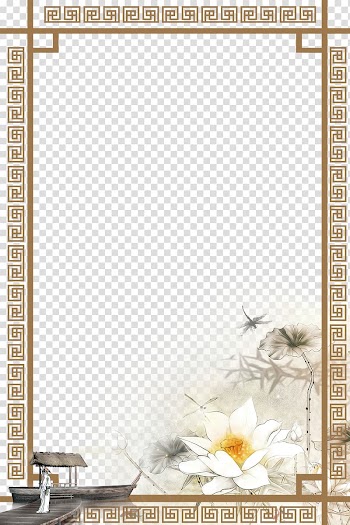 Brown and white floral graphic design frame, frame Chinoiserie , China Wind frame decoration transparent background PNG clipart