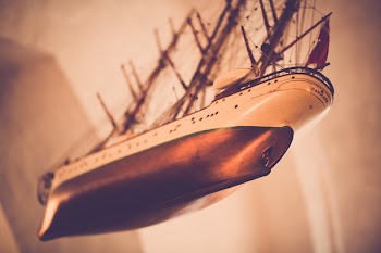 Brown and White Galleon Ship Table Decor