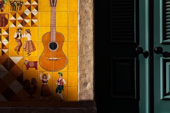 Brown and Yellow Guitar Painting