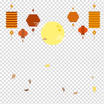 Brown and yellow lanterns illustration, Mooncake Mid-Autumn Festival Lantern, Mid Autumn Festival material transparent background PNG clipart