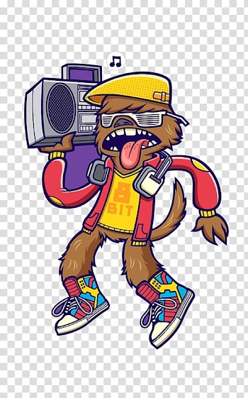Brown animal carrying boombox , Rendering Monster Digimon Animation, Hip-Hop Rock weasel transparent background PNG clipart